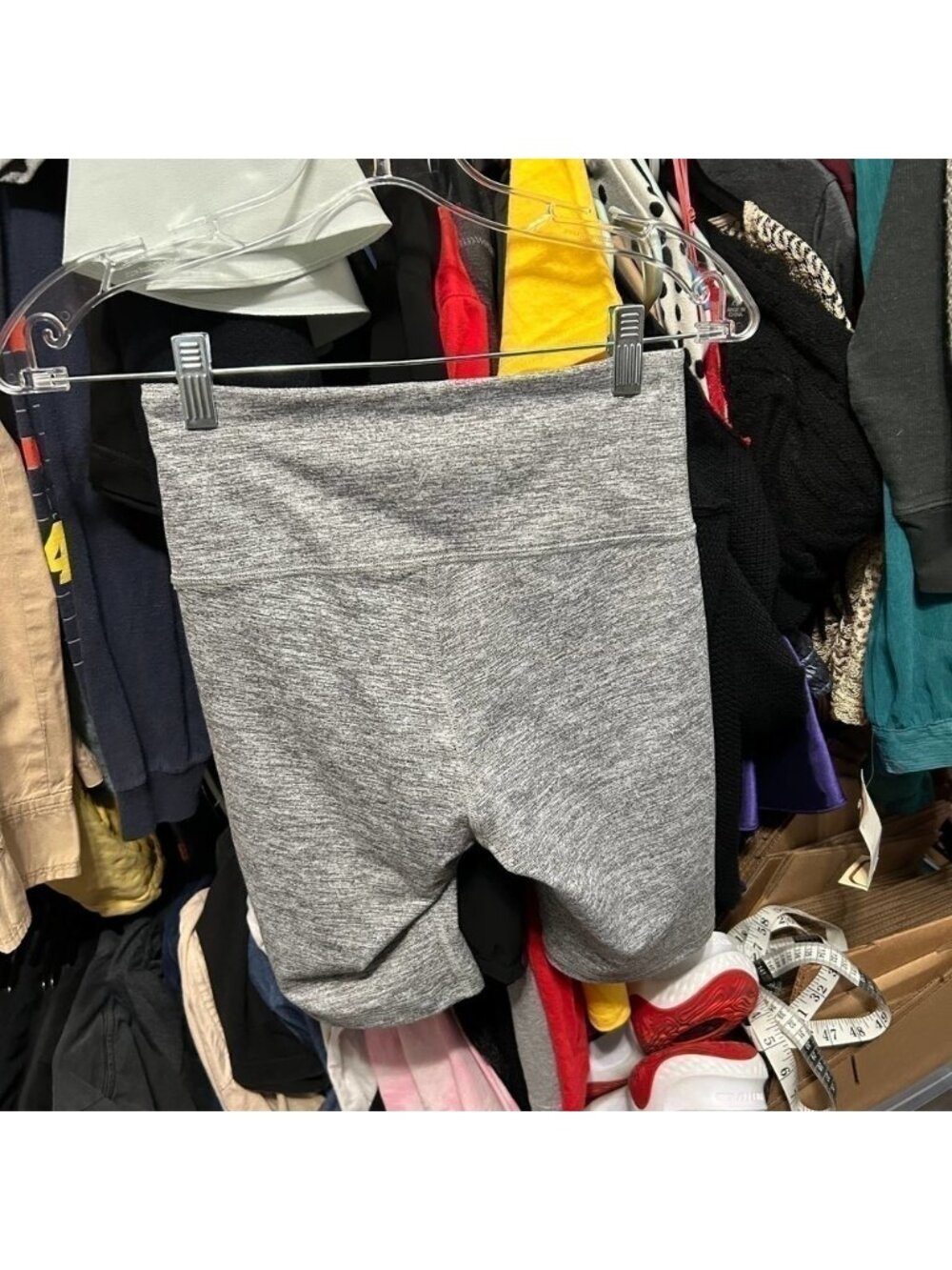 Active Go-Dry Heather Gray Biker Shorts - "Violet" - Picture 4 of 10